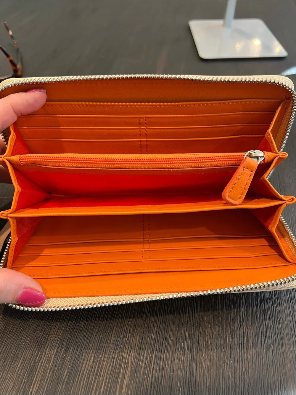 NWT Signature Accordion Zip Around Wallet in Orange